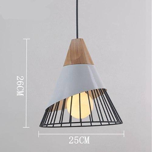 Suspension conique cage en métal et support en bois - vue 4 sur 10