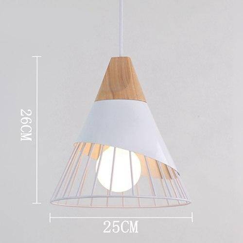 Suspension conique cage en métal et support en bois - vue 6 sur 10