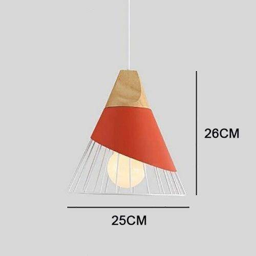 Suspension conique cage en métal et support en bois - vue 9 sur 10