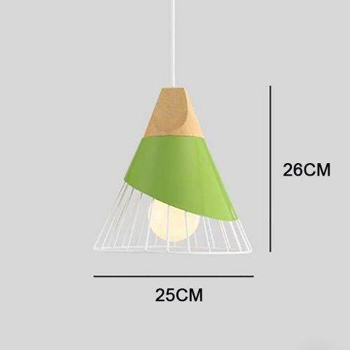 Suspension conique cage en métal et support en bois - vue 7 sur 10