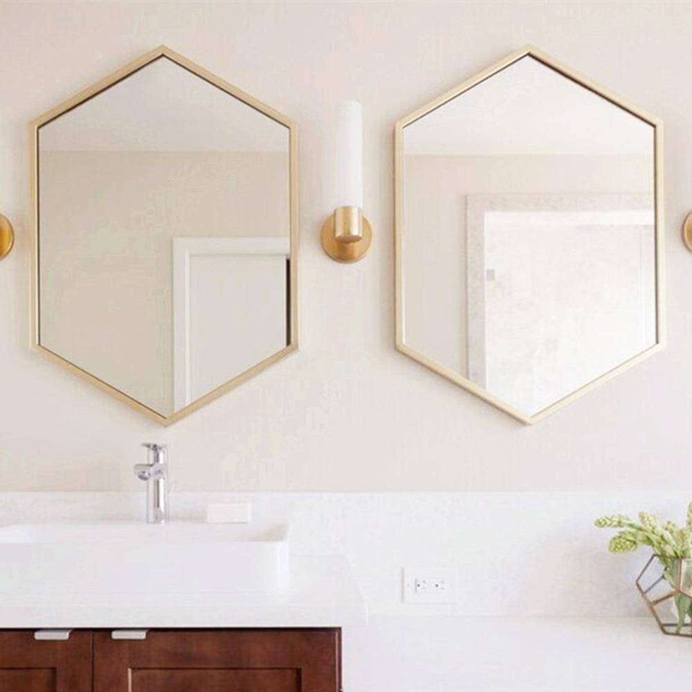 Miroir mural hexagonale en métal Nordic - vue 8 sur 9