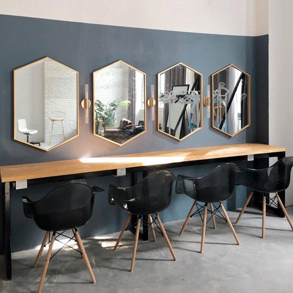 Miroir mural hexagonale en métal Nordic - vue 4 sur 9
