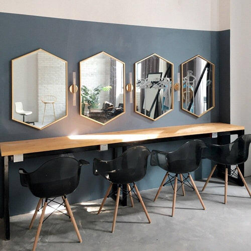 Miroir mural hexagonale en métal Nordic - vue 4 sur 9