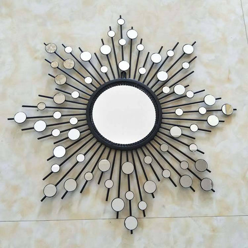 Grand miroir mural décoratif soleil rond Sun - vue 4 sur 6