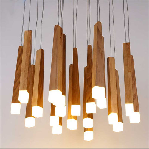 Suspension moderne longue barre en bois Nordic - vue 3 sur 4