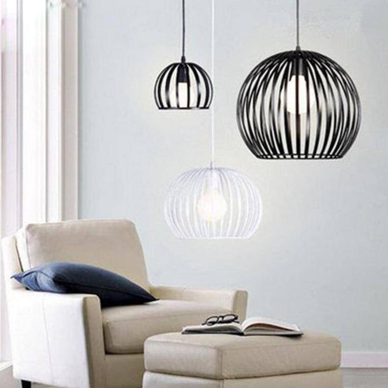 Suspension en cage ronde vintage (noir ou blanc) - vue 3 sur 7