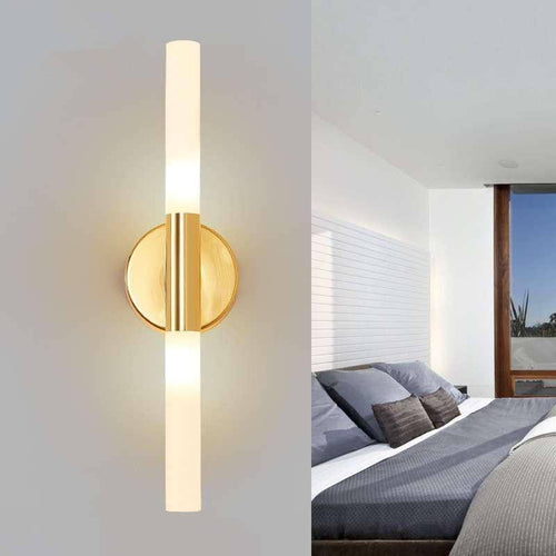 Applique murale design barre dorée et en verre à LED - vue 3 sur 8