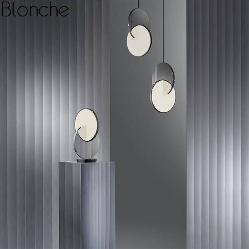 Lampe à poser design LED avec double disque argenté Lee - vue 5 sur 6