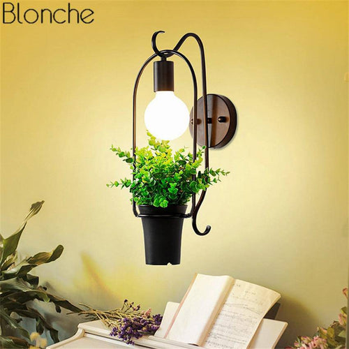 Applique murale rétro en métal avec cache-pots pour fleurs - vue 3 sur 5