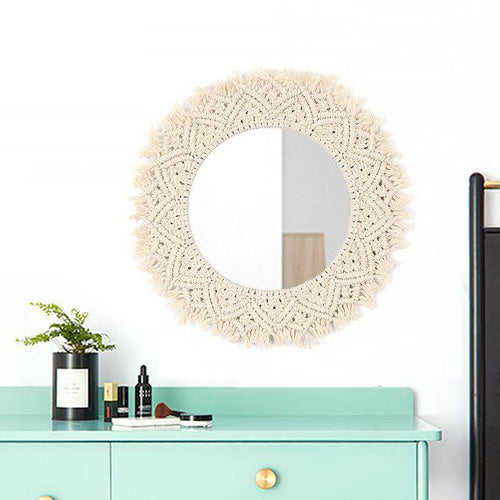 Miroir mural décoratif rond en tissu tressé Tapestry - vue 2 sur 5