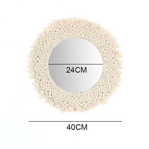 Miroir mural décoratif rond en tissu tressé Tapestry - vue 5 sur 5