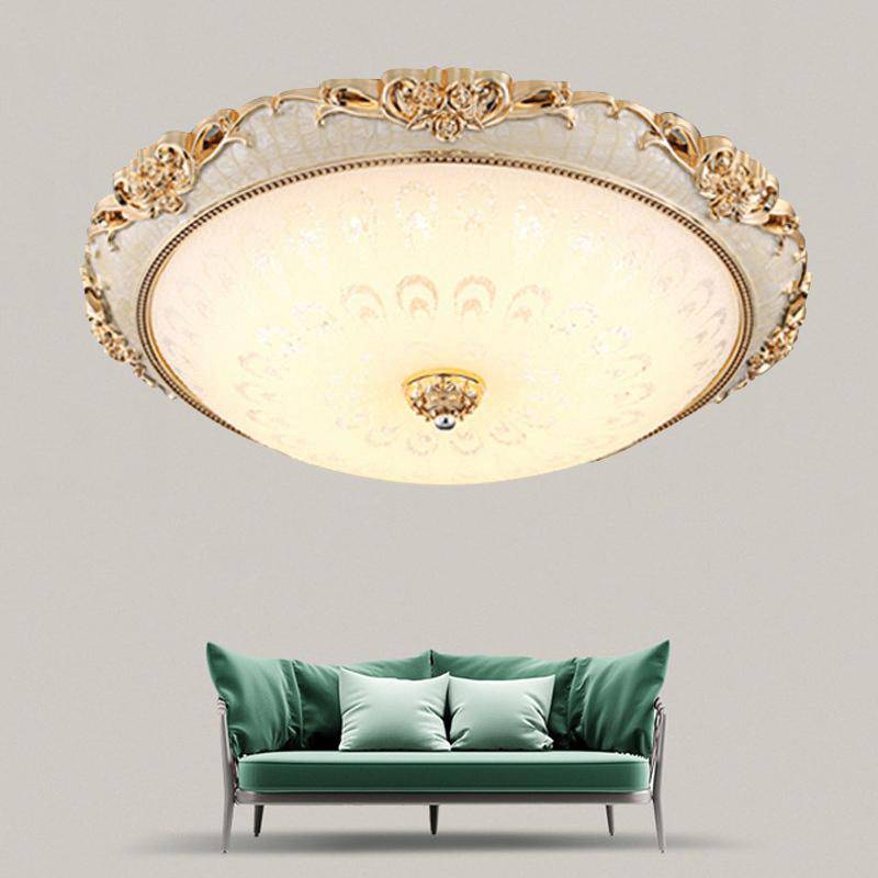 Plafonnier LED en acrylique rond avec dorures - vue 4 sur 7