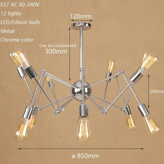 Lustre moderne LED style araignée métallique réglable Makari - vue 6 sur 7