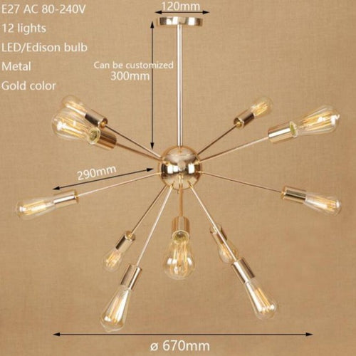 Lustre moderne LED style araignée métallique réglable Makari - vue 6 sur 7