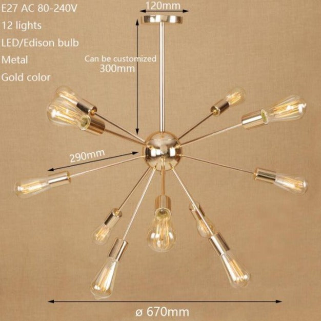 Lustre moderne LED style araignée métallique réglable Makari - vue 5 sur 7