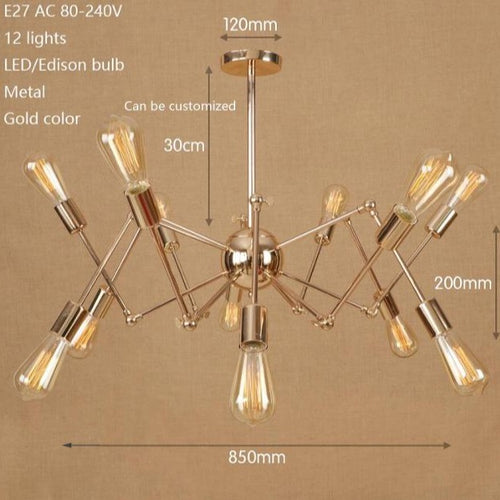 Lustre moderne LED style araignée métallique réglable Makari - vue 5 sur 7