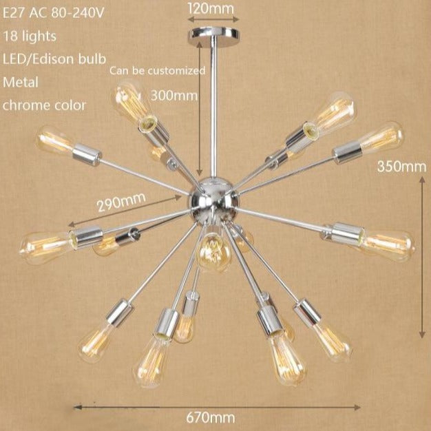 Lustre moderne LED style araignée métallique réglable Makari - vue 7 sur 7