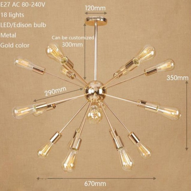 Lustre moderne LED style araignée métallique réglable Makari - vue 3 sur 7
