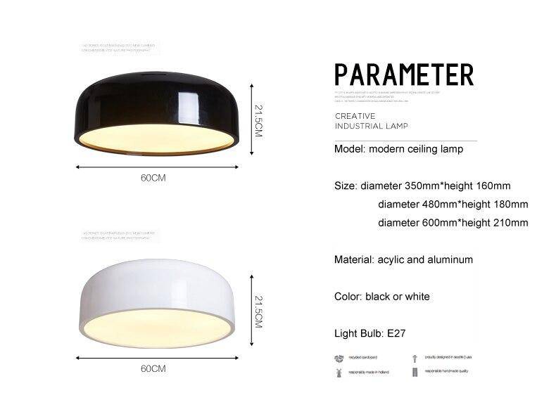 Plafonnier design arrondi LED laqué Round - vue 6 sur 6