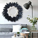 Miroir décoratif mural rond à plumes noires et blanches Modern
