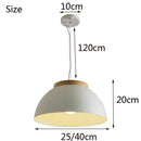 Suspension demi boule blanche en métal et base en bois