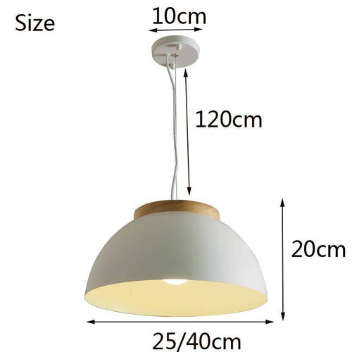 Suspension demi boule blanche en métal et base en bois - vue 7 sur 7