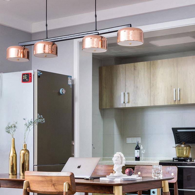 Lustre moderne avec abat-jour chromé - vue 4 sur 10