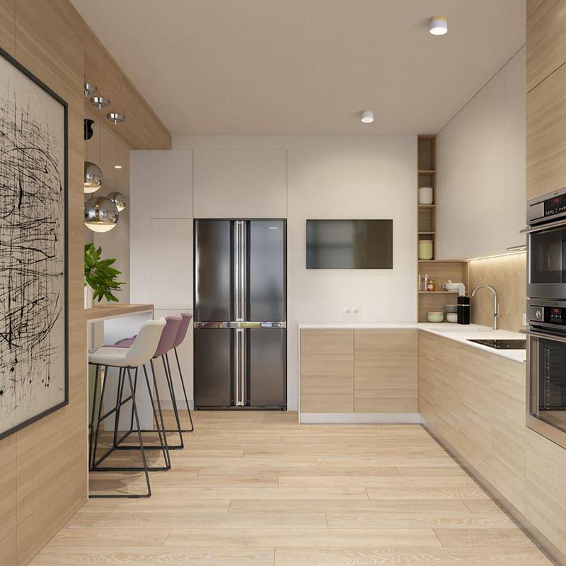 Spot moderne LED rond avec base en bois Loft - vue 3 sur 5