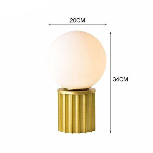 Lampe à poser design en métal doré avec boule blanche LED - vue 6 sur 7