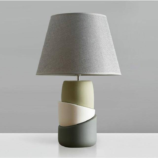 Lampe de chevet en céramique design avec abat-jour en tissu - vue 2 sur 4