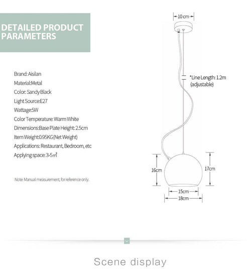 Suspension en boule design noire Solid - vue 6 sur 6