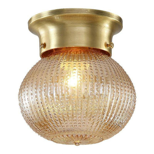 Suspension rétro LED avec métal doré et verre cristal - vue 3 sur 4