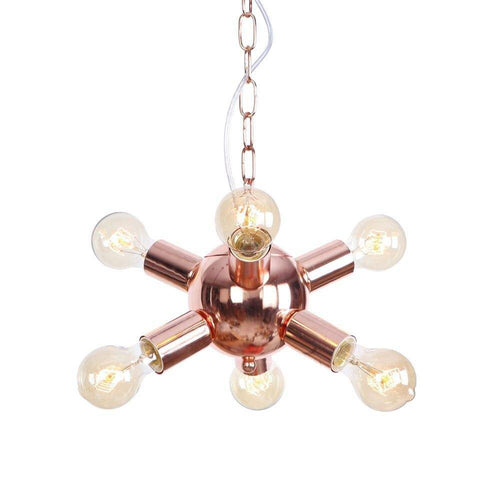 Lustre design LED en métal rose gold avec plusieurs lampes Fly - vue 10 sur 9