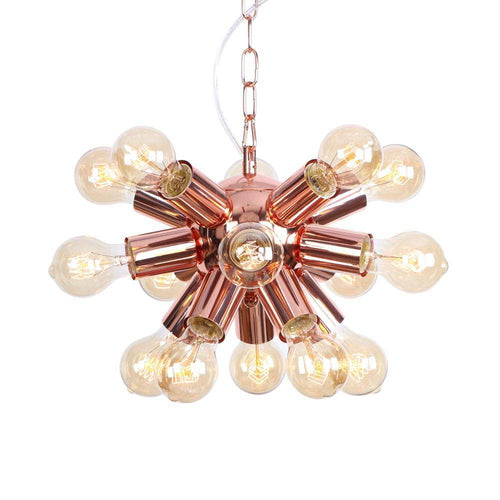 Lustre design LED en métal rose gold avec plusieurs lampes Fly - vue 3 sur 9