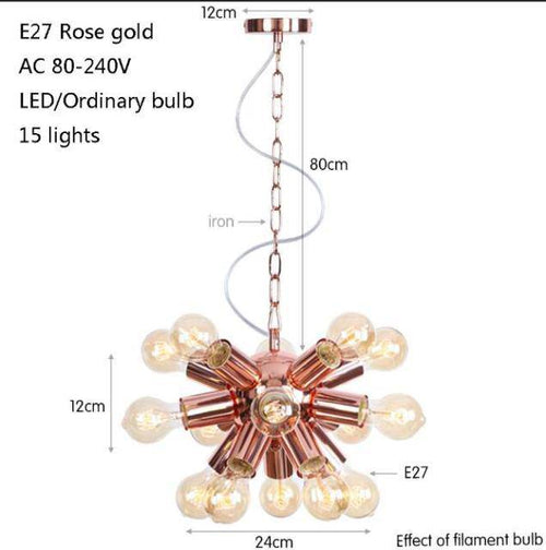 Lustre design LED en métal rose gold avec plusieurs lampes Fly - vue 9 sur 9