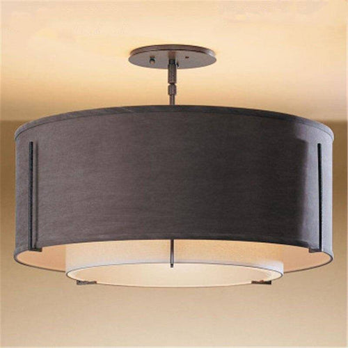 Plafonnier cercle en tissu bicolore - vue 3 sur 3