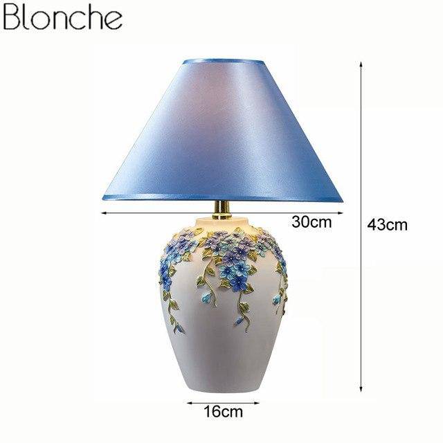 Lampe de chevet à poser avec abat-jour et base fleuri colorée - vue 11 sur 12