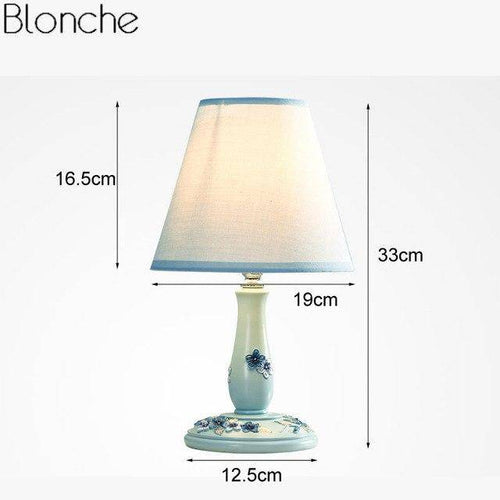 Lampe de chevet à poser avec abat-jour et base fleuri colorée - vue 8 sur 12
