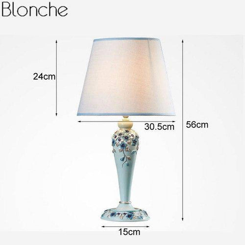Lampe de chevet à poser avec abat-jour et base fleuri colorée - vue 10 sur 12
