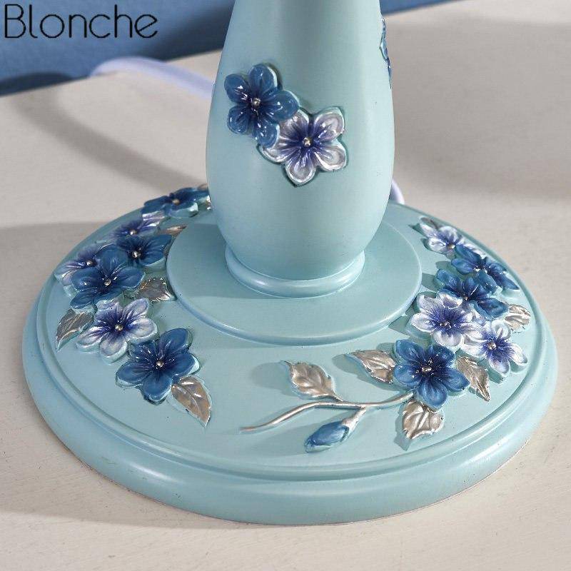 Lampe de chevet à poser avec abat-jour et base fleuri colorée - vue 8 sur 12