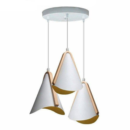 Suspension design en métal blanc et bois Nordic - vue 5 sur 7