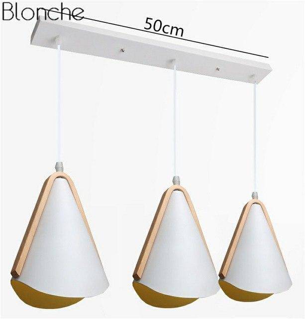 Suspension design en métal blanc et bois Nordic - vue 6 sur 7