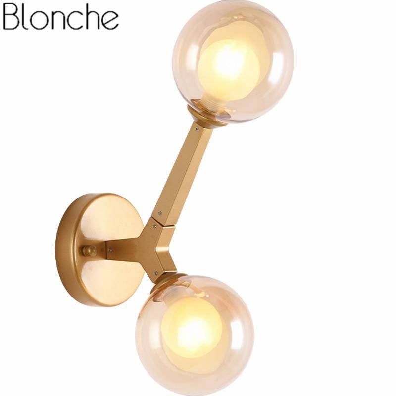 Applique murale design doré avec boule en verre Sconce - vue 3 sur 7