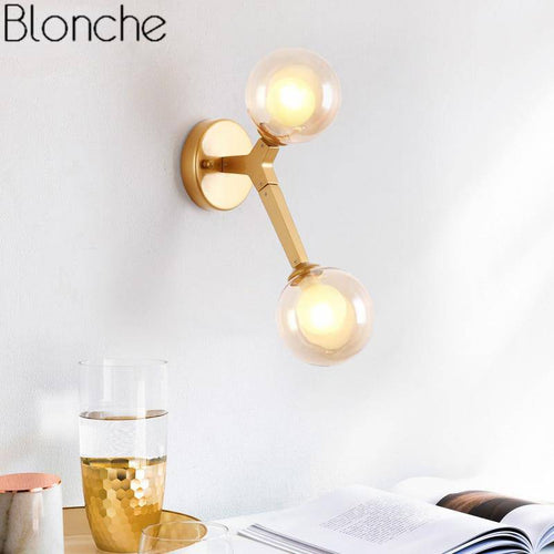 Applique murale design doré avec boule en verre Sconce - vue 5 sur 7