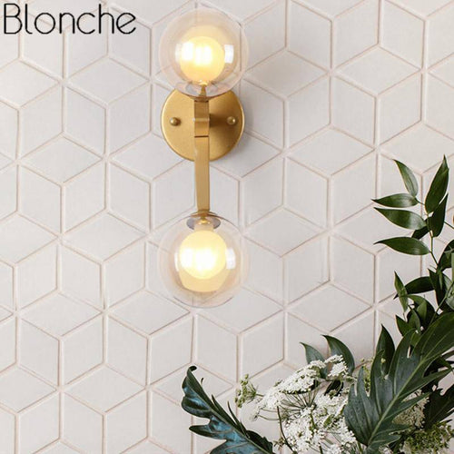 Applique murale design doré avec boule en verre Sconce - vue 7 sur 7