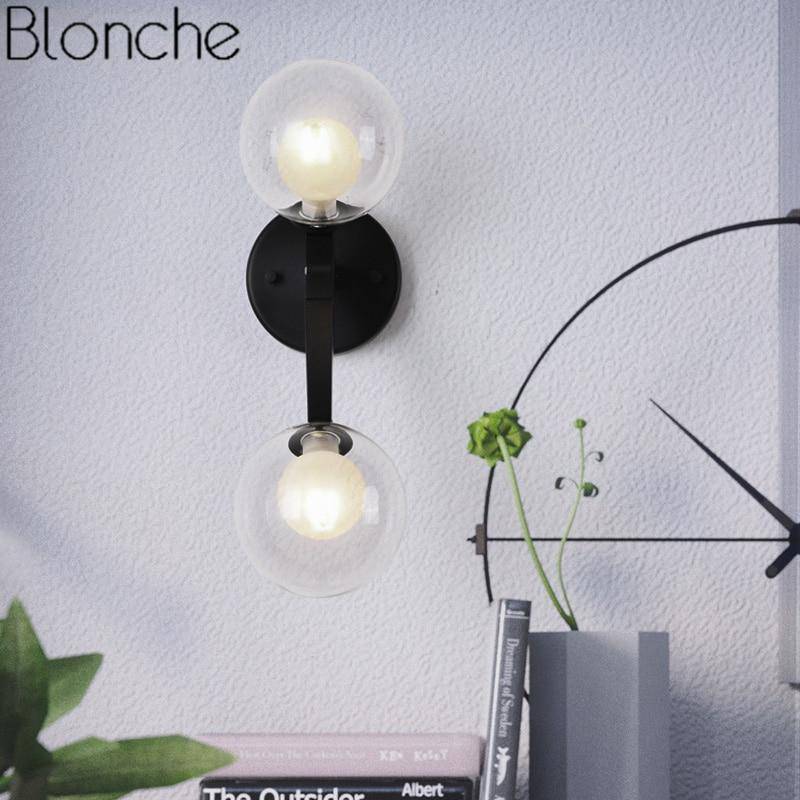 Applique murale design doré avec boule en verre Sconce - vue 2 sur 7