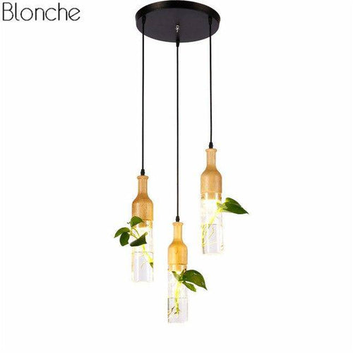 Suspension LED en bois avec plante et réservoir d'eau Bottle - vue 6 sur 8