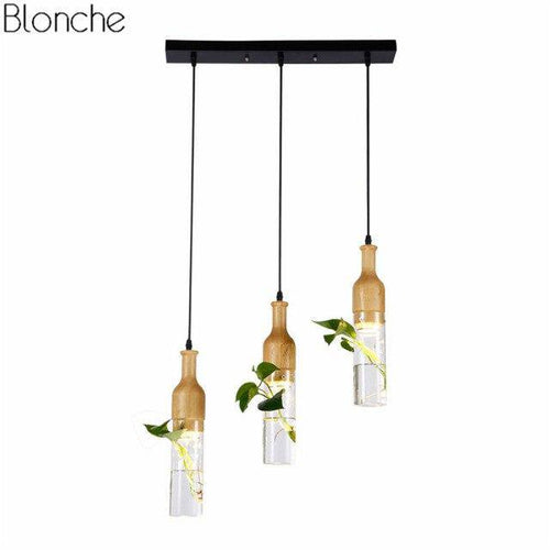 Suspension LED en bois avec plante et réservoir d'eau Bottle - vue 8 sur 8