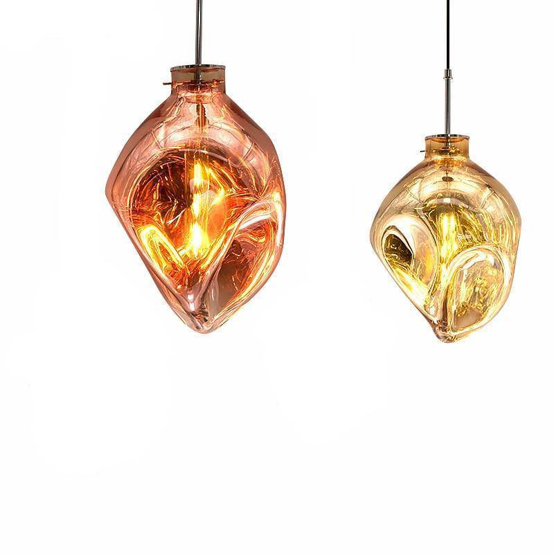 Suspension design LED en verre de couleur déformé Lava - vue 2 sur 16