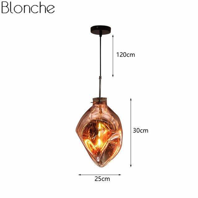 Suspension design LED en verre de couleur déformé Lava - vue 9 sur 16